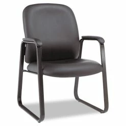 Alera® Alera Genaro Bonded Leather High-Back Guest Chair, 24.60" X 24.80" X 36.61", Black Seat, Black Back, Black Base