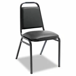 Alera® Padded Steel Stacking Chair, Supports Up To 250 Lb, 18.5" Seat Height, Black Seat, Black Back, Black Base, 4/Carton