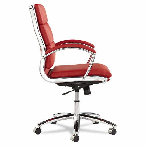Alera® Alera Neratoli Mid-Back Slim Profile Chair, Faux Leather, Supports Up To 275 Lb, Red Seat/Back, Chrome Base - Image 2
