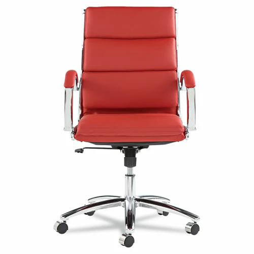 Alera® Alera Neratoli Mid-Back Slim Profile Chair, Faux Leather, Supports Up To 275 Lb, Red Seat/Back, Chrome Base - Image 5