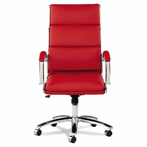 Alera® Alera Neratoli High-Back Slim Profile Chair, Faux Leather, Up To 275 Lb, 17.32" To 21.25" Seat Height, Red Seat/Back, Chrome - Image 5