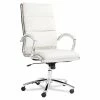 Alera® Alera Neratoli High-Back Slim Profile Chair, Faux Leather, 275 Lb Cap, 17.32" To 21.25" Seat Height, White Seat/Back, Chrome