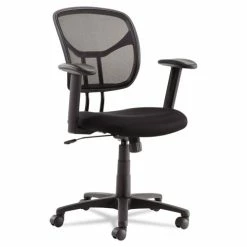OIF Swivel/Tilt Mesh Task Chair With Adjustable Arms, Supports Up To 250 Lb, 17.72" To 22.24" Seat Height, Black