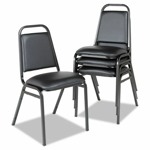 Alera® Padded Steel Stacking Chair, Supports Up To 250 Lb, 18.5" Seat Height, Black Seat, Black Back, Black Base, 4/Carton - Image 2