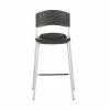 Iceberg CafeWorks Stool, Supports Up To 225 Lb, 30" Seat Height, Graphite Seat, Graphite Back, Silver Base
