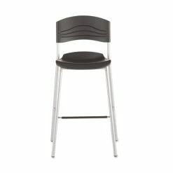Iceberg CafeWorks Stool, Supports Up To 225 Lb, 30" Seat Height, Graphite Seat, Graphite Back, Silver Base