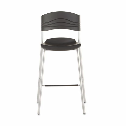 Iceberg CafeWorks Stool, Supports Up To 225 Lb, 30" Seat Height, Graphite Seat, Graphite Back, Silver Base