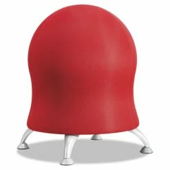 Safco® Zenergy Ball Chair, Backless, Supports Up To 250 Lb, Crimson Fabric Seat, Silver Base