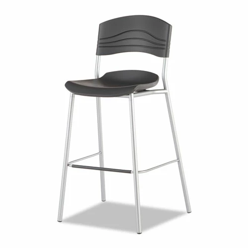 Iceberg CafeWorks Stool, Supports Up To 225 Lb, 30" Seat Height, Graphite Seat, Graphite Back, Silver Base - Image 2