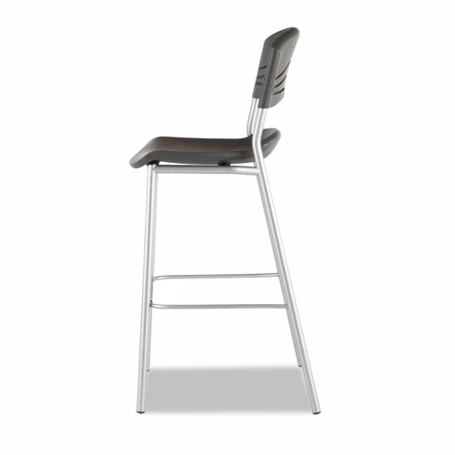 Iceberg CafeWorks Stool, Supports Up To 225 Lb, 30" Seat Height, Graphite Seat, Graphite Back, Silver Base - Image 3