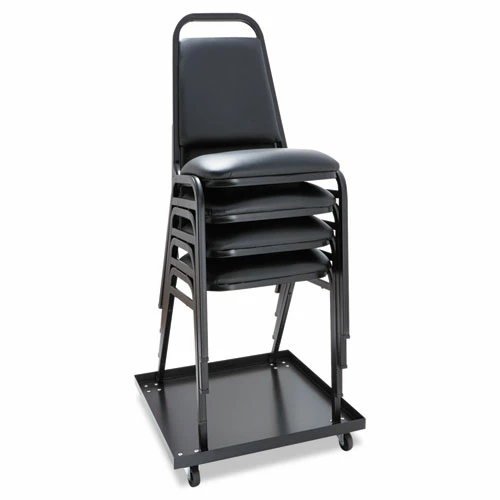 Alera® Padded Steel Stacking Chair, Supports Up To 250 Lb, 18.5" Seat Height, Black Seat, Black Back, Black Base, 4/Carton - Image 3