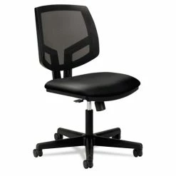 HON® Volt Series Mesh Back Leather Task Chair With Synchro-Tilt, Supports Up To 250 Lb, 18.13" To 22.38" Seat Height, Black
