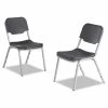 Iceberg Rough N Ready Stack Chair, Supports Up To 500 Lb, 17.5" Seat Height, Black Seat, Black Back, Silver Base, 4/Carton