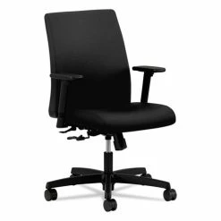 HON® Ignition Series Fabric Low-Back Task Chair, Supports Up To 300 Lb, 17" To 21.5" Seat Height, Black