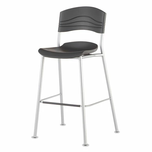 Iceberg CafeWorks Stool, Supports Up To 225 Lb, 30" Seat Height, Graphite Seat, Graphite Back, Silver Base - Image 4