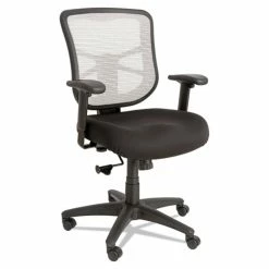 Alera® Alera Elusion Series Mesh Mid-Back Swivel/Tilt Chair, Supports 275lb, 17.9" To 21.8" Seat, Black Seat, White Back, Black Base