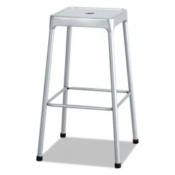 Safco® Bar-Height Steel Stool, Backless, Supports Up To 250 Lb, 29" Seat Height, Silver