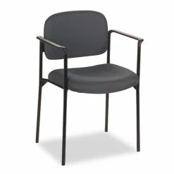 HON® VL616 Stacking Guest Chair With Arms, Fabric Upholstery, 23.25" X 21" X 32.75", Charcoal Seat, Charcoal Back, Black Base
