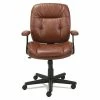 OIF Swivel/Tilt Bonded Leather Task Chair, Supports 250 Lb, 16.93" To 20.67" Seat Height, Chestnut Brown Seat/Back, Black Base