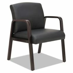 Alera® Alera Reception Lounge WL Series Guest Chair, 24.21" X 24.8" X 32.67", Black Seat, Black Back, Espresso Base