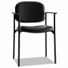 HON® VL616 Stacking Guest Chair With Arms, Bonded Leather Upholstery, 23.25" X 21" X 32.75", Black Seat, Black Back, Black Base