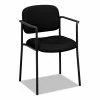 HON® VL616 Stacking Guest Chair With Arms, Fabric Upholstery, 23.25" X 21" X 32.75", Black Seat, Black Back, Black Base