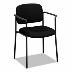 HON® VL616 Stacking Guest Chair With Arms, Fabric Upholstery, 23.25" X 21" X 32.75", Black Seat, Black Back, Black Base