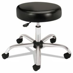 HON® Adjustable Task/Lab Stool, Backless, Supports Up To 250 Lb, 17.25" To 22" Seat Height, Black Seat, Steel Base