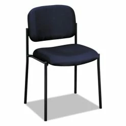 HON® VL606 Stacking Guest Chair Without Arms, Fabric Upholstery, 21.25" X 21" X 32.75", Navy Seat, Navy Back, Black Base