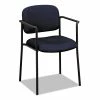 HON® VL616 Stacking Guest Chair With Arms, Fabric Upholstery, 23.25" X 21" X 32.75", Navy Seat, Navy Back, Black Base