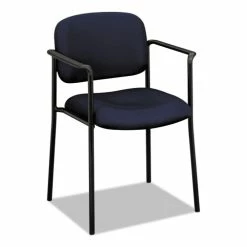 HON® VL616 Stacking Guest Chair With Arms, Fabric Upholstery, 23.25" X 21" X 32.75", Navy Seat, Navy Back, Black Base