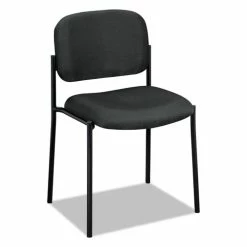 HON® VL606 Stacking Guest Chair Without Arms, Fabric Upholstery, 21.25" X 21" X 32.75", Charcoal Seat, Charcoal Back, Black Base