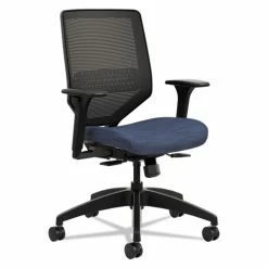 HON® Solve Series Mesh Back Task Chair, Supports Up To 300 Lb, 16" To 22" Seat Height, Midnight Seat, Black Back/Base