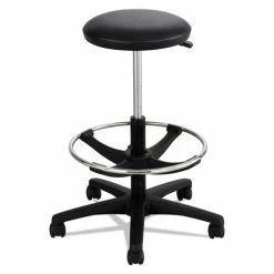 Safco® Extended-Height Lab Stool, Backless, Supports Up To 250 Lb, 22" To 32" Seat Height, Black