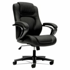 HON® HVL402 Series Executive High-Back Chair, Supports Up To 250 Lb, 17" To 21" Seat Height, Black Seat/Back, Iron Gray Base