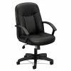 HON® HVL601 Series Executive High-Back Leather Chair, Supports Up To 250 Lb, 17.44" To 20.94" Seat Height, Black