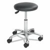 Safco® Height-Adjustable Lab Stool, Backless, Supports Up To 250 Lb, 16" To 21" Seat Height, Black Seat, Chrome Base