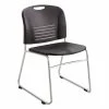 Safco® Vy Series Stack Chairs, Supports Up To 350 Lb, 18.75" Seat Height, Black Seat, Black Back, Silver Base, 2/Carton