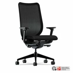 HON® Nucleus Series Work Chair, Ilira-Stretch M4 Back, Supports Up To 300 Lb, 17" To 21.5" Seat Height, Black