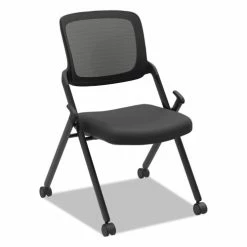 HON® VL304 Mesh Back Nesting Chair, Supports Up To 250 Lb, 19" Seat Height, Black Seat, Black Back, Black Base