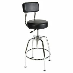 ShopSol™ Heavy-Duty Shop Stool, Supports Up To 300 Lb, 29" To 34" Seat Height, Black Seat/Back, Chrome Base