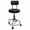 ShopSol™ Lab And Healthcare Stool, Supports Up To 300 Lb, 19" To 27" Seat Height, Black Seat/Back, Chrome Base