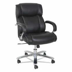 Alera® Alera Maxxis Series Big/Tall Bonded Leather Chair, Supports 450 Lb, 21.26" To 25" Seat Height, Black Seat/Back, Chrome Base