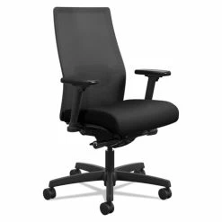 HON® Ignition 2.0 4-Way Stretch Mid-Back Mesh Task Chair, Supports Up To 300 Lb, 17" To 21" Seat Height, Black