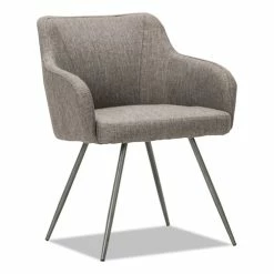 Alera® Alera Captain Series Guest Chair, 23.8" X 24.6" X 30.1", Gray Tweed Seat, Gray Tweed Back, Chrome Base