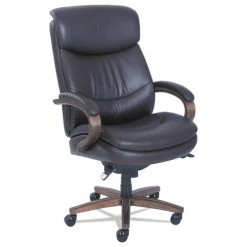 La-Z-Boy® Woodbury Big/Tall Executive Chair, Supports Up To 400 Lb, 20.25" To 23.25" Seat Height, Brown Seat/Back, Weathered Sand Base
