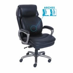 SertaPedic® Cosset High-Back Executive Chair, Supports Up To 275 Lb, 18.75" To 21.75" Seat Height, Black Seat/Back, Slate Base