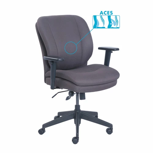 SertaPedic® Cosset Ergonomic Task Chair, Supports Up To 275 Lb, 19.5" To 22.5" Seat Height, Gray Seat/Back, Black Base