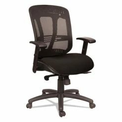 Alera® Alera Eon Series Multifunction Mid-Back Cushioned Mesh Chair, Supports Up To 275 Lb, 18.11" To 21.37" Seat Height, Black