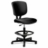 HON® Volt Series Leather Adjustable Task Stool, Supports Up To 275 Lb, 22.88" To 32.38" Seat Height, Black
